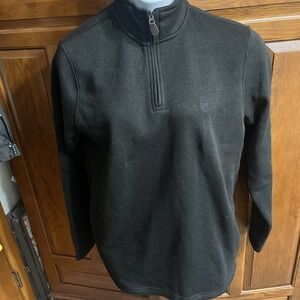 Chaps Mens Size Large Black Pullover Sweater 1/4 Zip Mock Neck‎